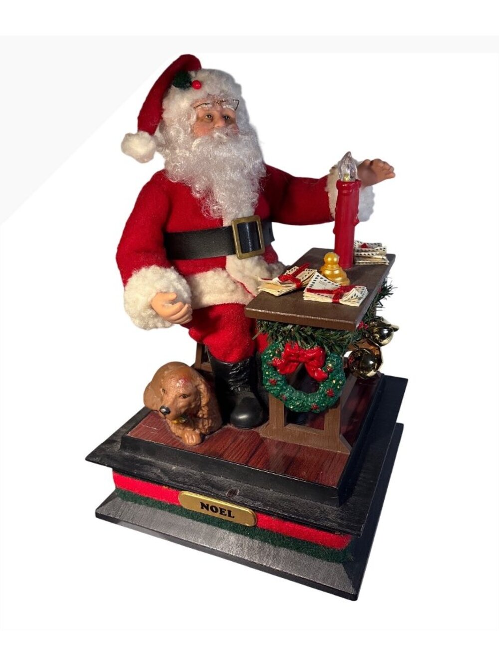 Holiday Creations Animated Musical Santa Noel Christmas Decoration 11" Tall Dog